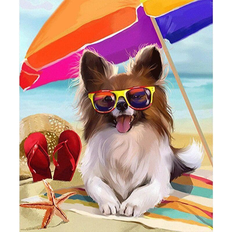 DIY 5D Diamond Painting Cross Stitch Beach dog Mosaic Diamond Embroidery Needlework 20X30CM