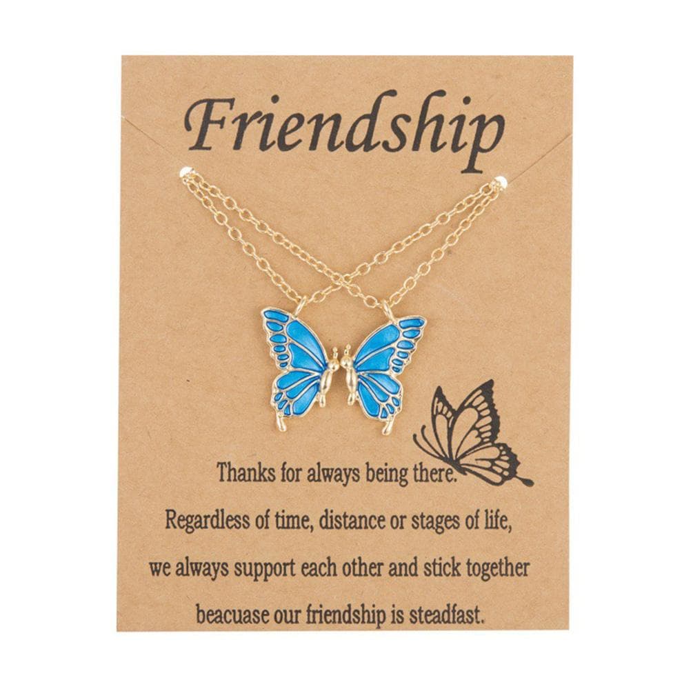 Women s Butterfly Necklace Alloy BFF Chain Friendship Necklace for 2 Girls Butterfly Pendant