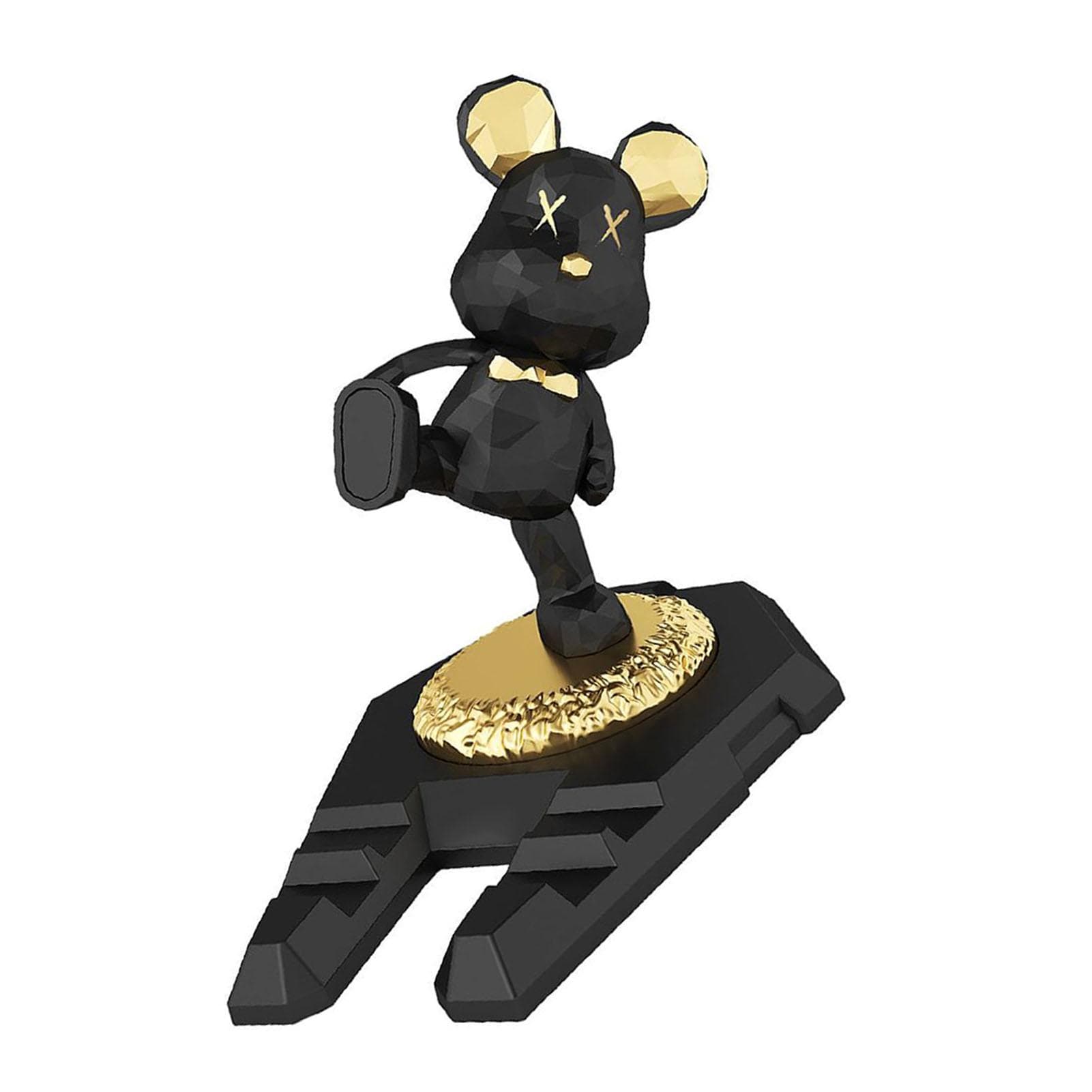 Cute Bear Phone Stand Innovative Multifunctional Portable Kung Fu Bear Desktop Cell Phone Tablet black
