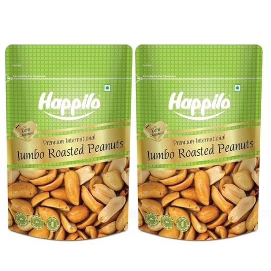 Happilo Premium Jumbo Sand Roasted Peanuts 160g (Pack of 2), Rich in Protein, Fiber, and Essential Nutrients, Wholesome Snack, Rich Flavor