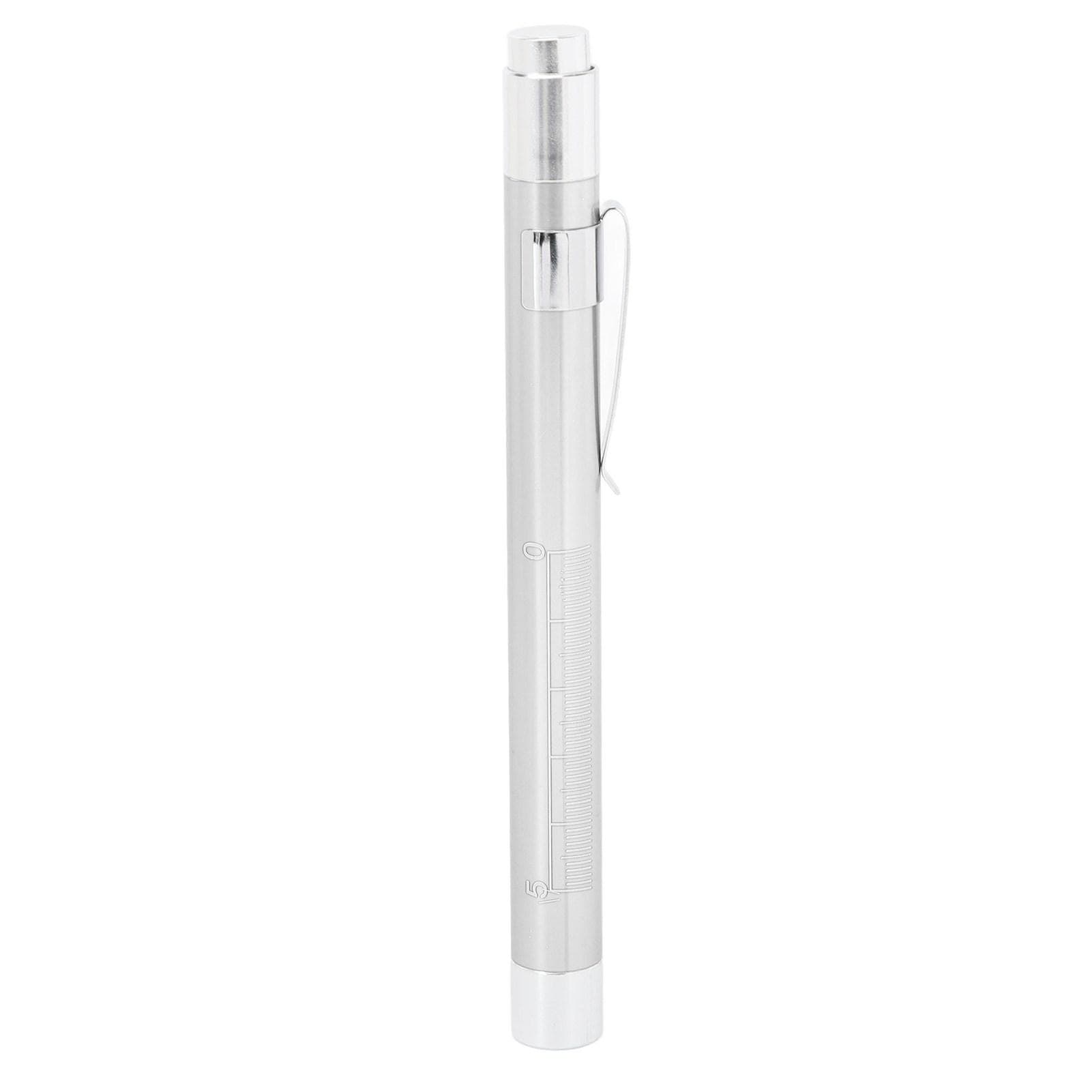 LED Penlight Yellow Lighting Concave Head Aluminum Alloy Medical Pen Light with Pupil Gauge Blue silver