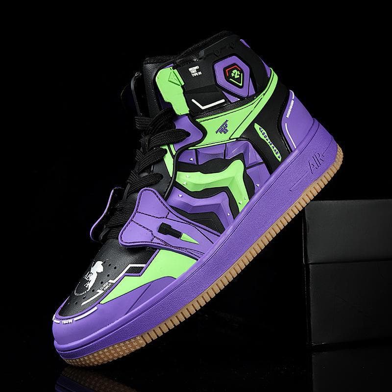 EVA Anime Limited Edition AJ High-Top Sneakers: Couples Men's Basketball & Casual Fashion Shoes EVA01, 43 purple