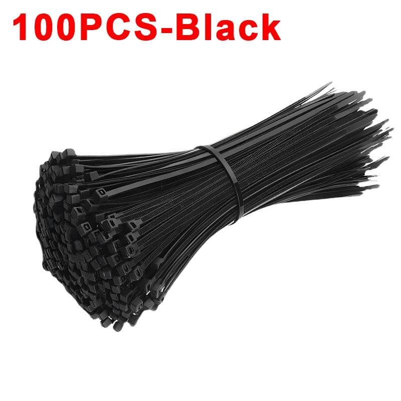 200/100Pcs Nylon Cable Ties Adjustable Self-locking Cord Ties Straps Fastening Loop Reusable Plastic Wire Ties For Home Office 100MM-100pcs black