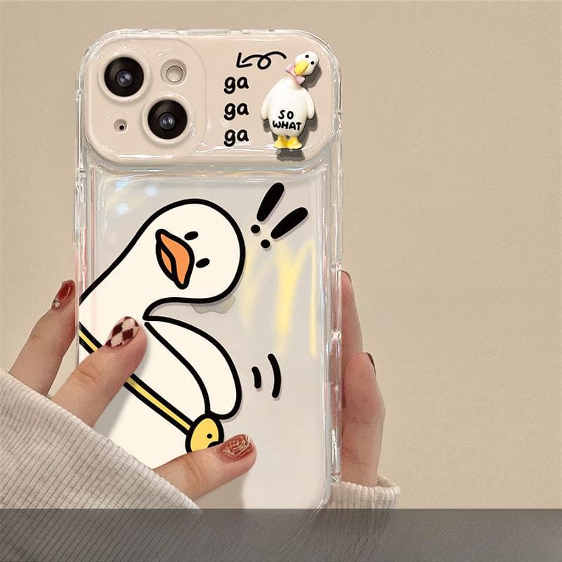Applicable To Apple 15 Mobile Phone Case IPhone 13pro Crooked Duck Doll Lanyard 11/12 Flip Mirror Xs Cute iPhone 6s Plus