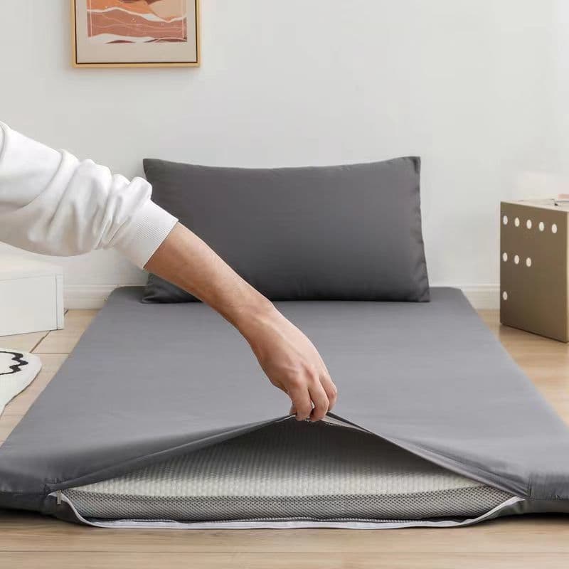 WOSTAR 360° Fully Enclosed with Zipper Mattress Protector Cover Couple/student Single Double Bed Sheet Protection Pad King Size 150*200cm grey
