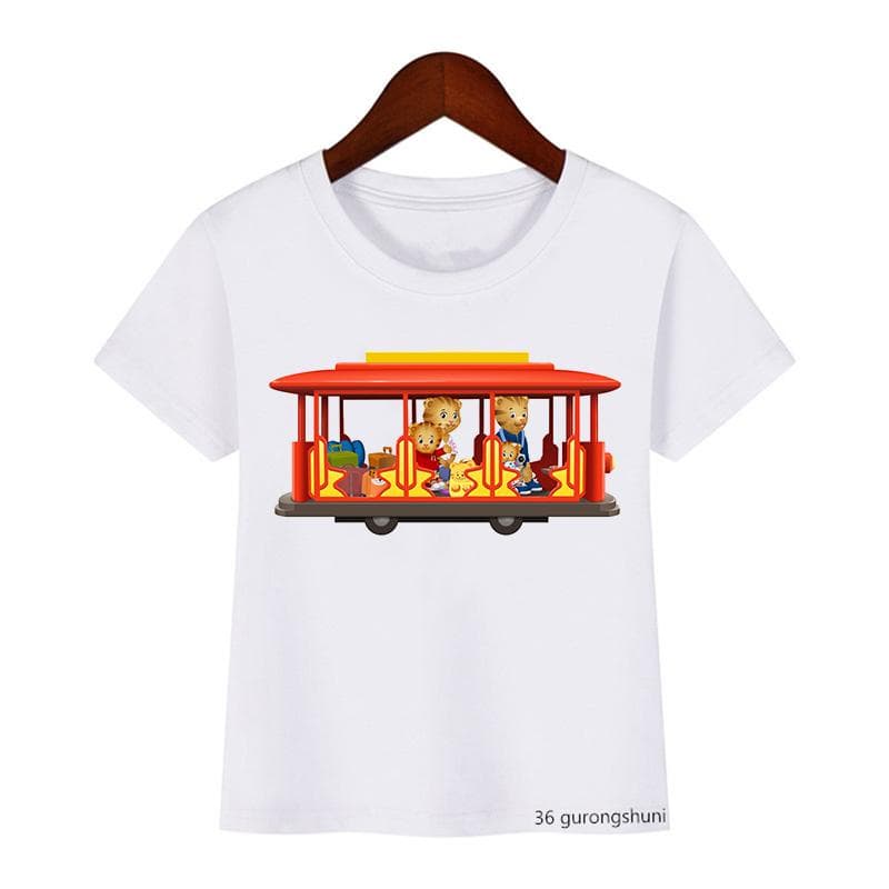 Fashion Children’S Tshirt Cute Daniel Tiger’S Neighborhood Cartoon Print Boy’S T-Shirt Summer Harajuku Girls T Shirts White Tops 110