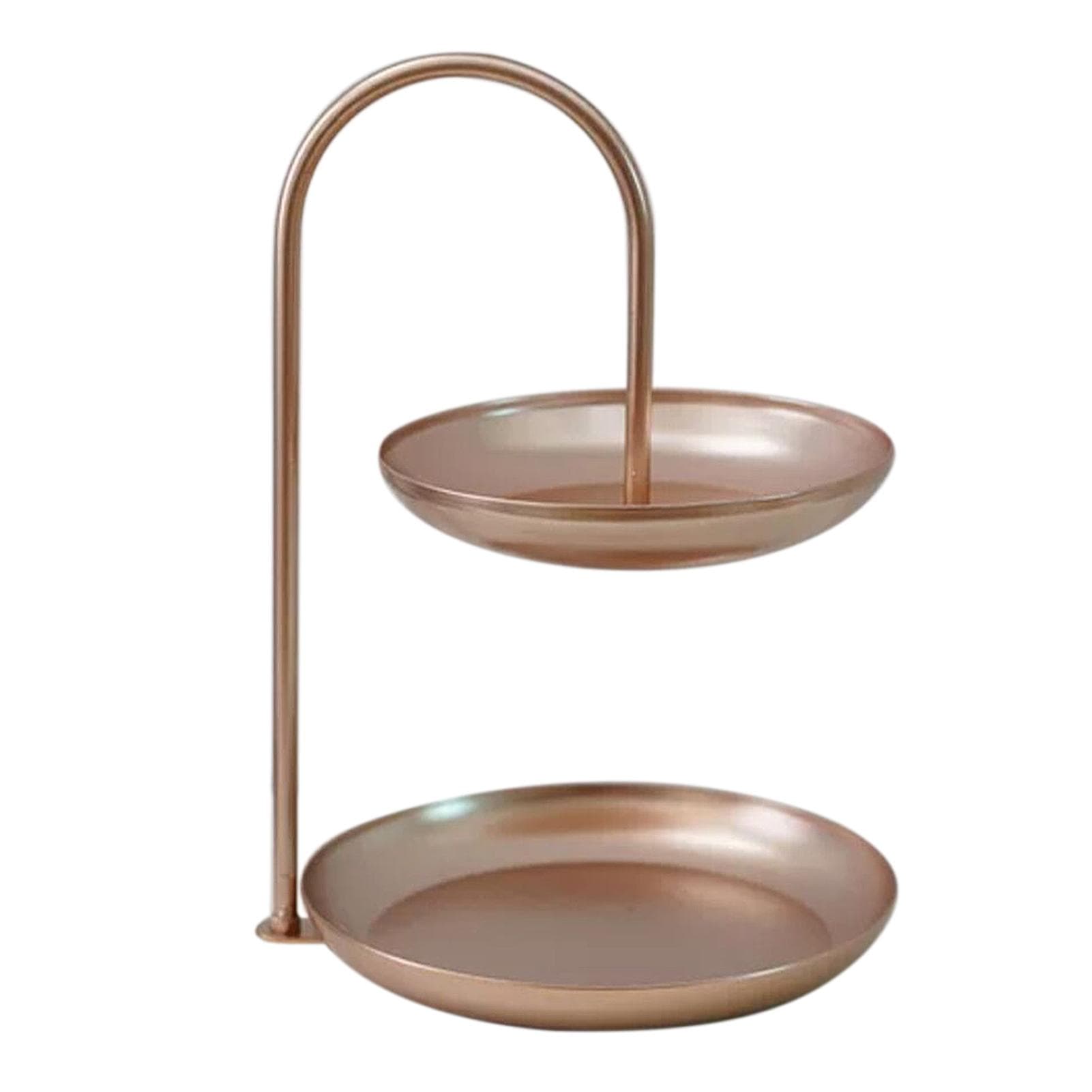 2 Tier Iron Fruit Serving Tray Waterproof Multi Tier Storage Platter for Coffee Table Party Rose rose gold