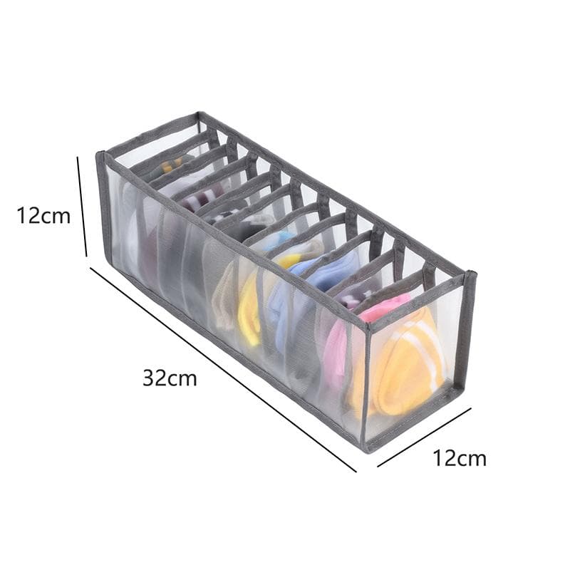 Closet Organizer Storage Box Foldable Underwear Organizers Storage Dividers Drawer Organizer Socks 6/7/9/11 Grids Box for Clothes 11 Grids-Socks/Briefs grey