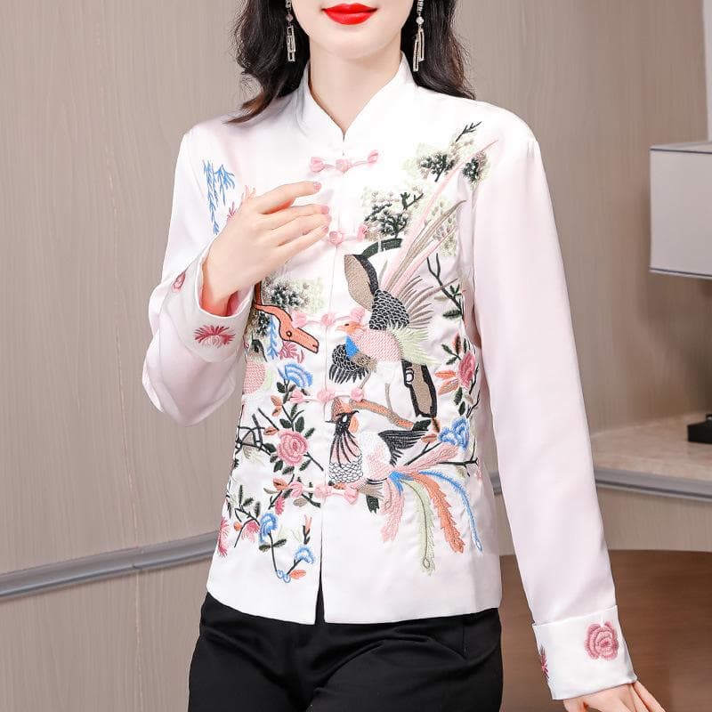 Chinese Embroidered Top for Women Short Retro Small Jacket Tang Suit Women Chinese Style Cheongsam Ethnic Clothing Top XL