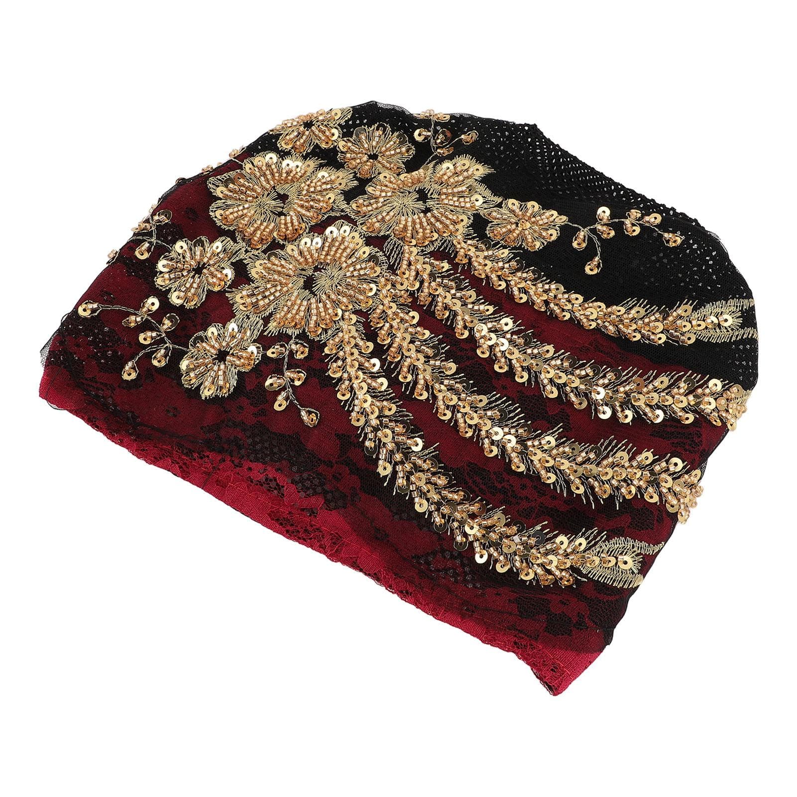Floral Lace Hat Women Headband Cap Muslim Head Wrap Headscarf for Daily Activities Or Chemotherapy