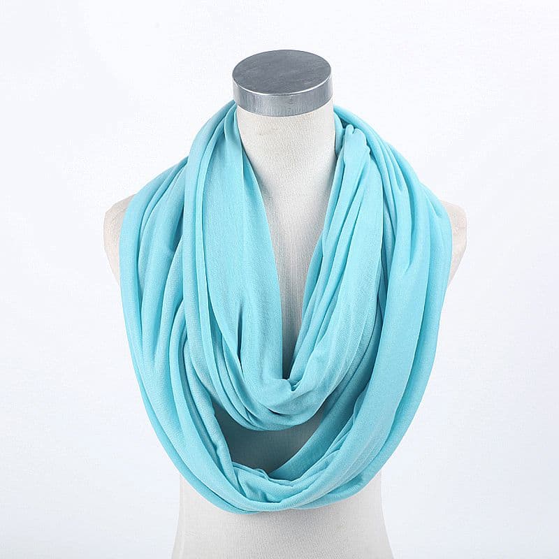 Soft Light Weight Infinity Scarf With Solid Colors Jersey Knit Solid Color Infinity Loop Ring Scarf Circle Scarf New sky blue