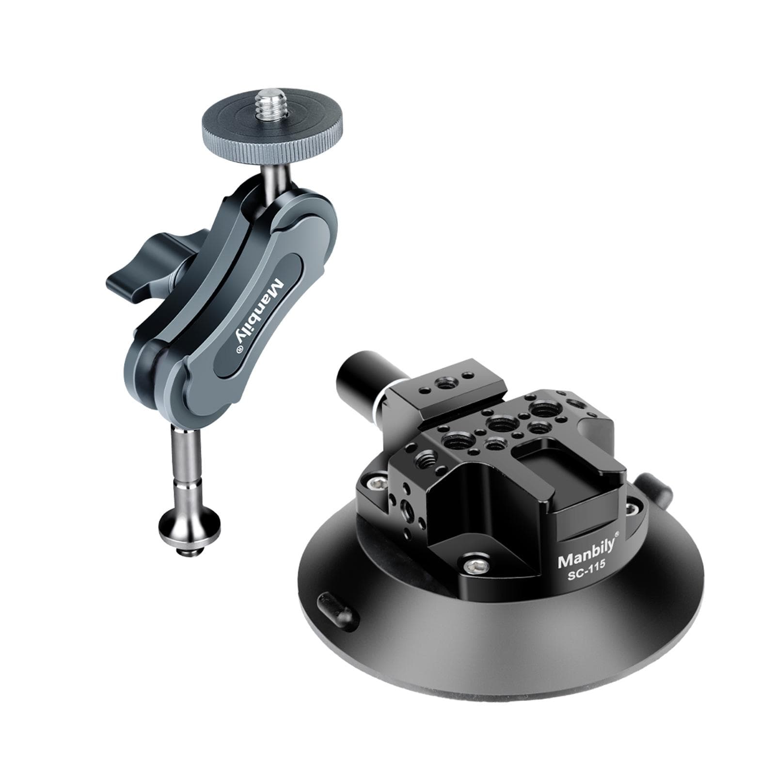 4.5 Inch Camera Suction Cup Mount with 360 degrees Rotatable Ballhead Arm Bracket 1/4 Inch Screw 3kg Load black