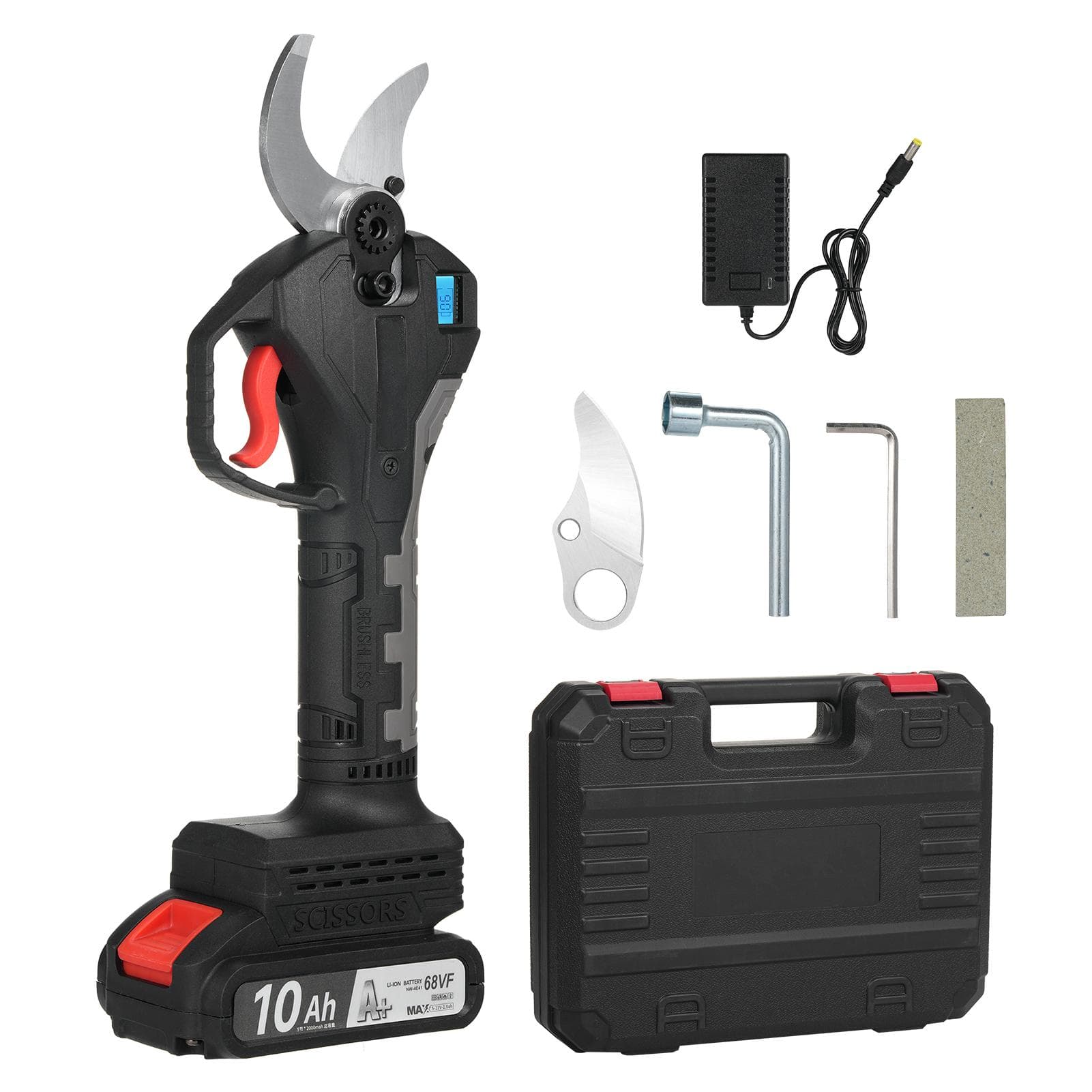 Electric Pruning Shears Cordless Electric Pruning Battery Powered Tree Branch Pruner with Brushless US Plug 1 Battery black