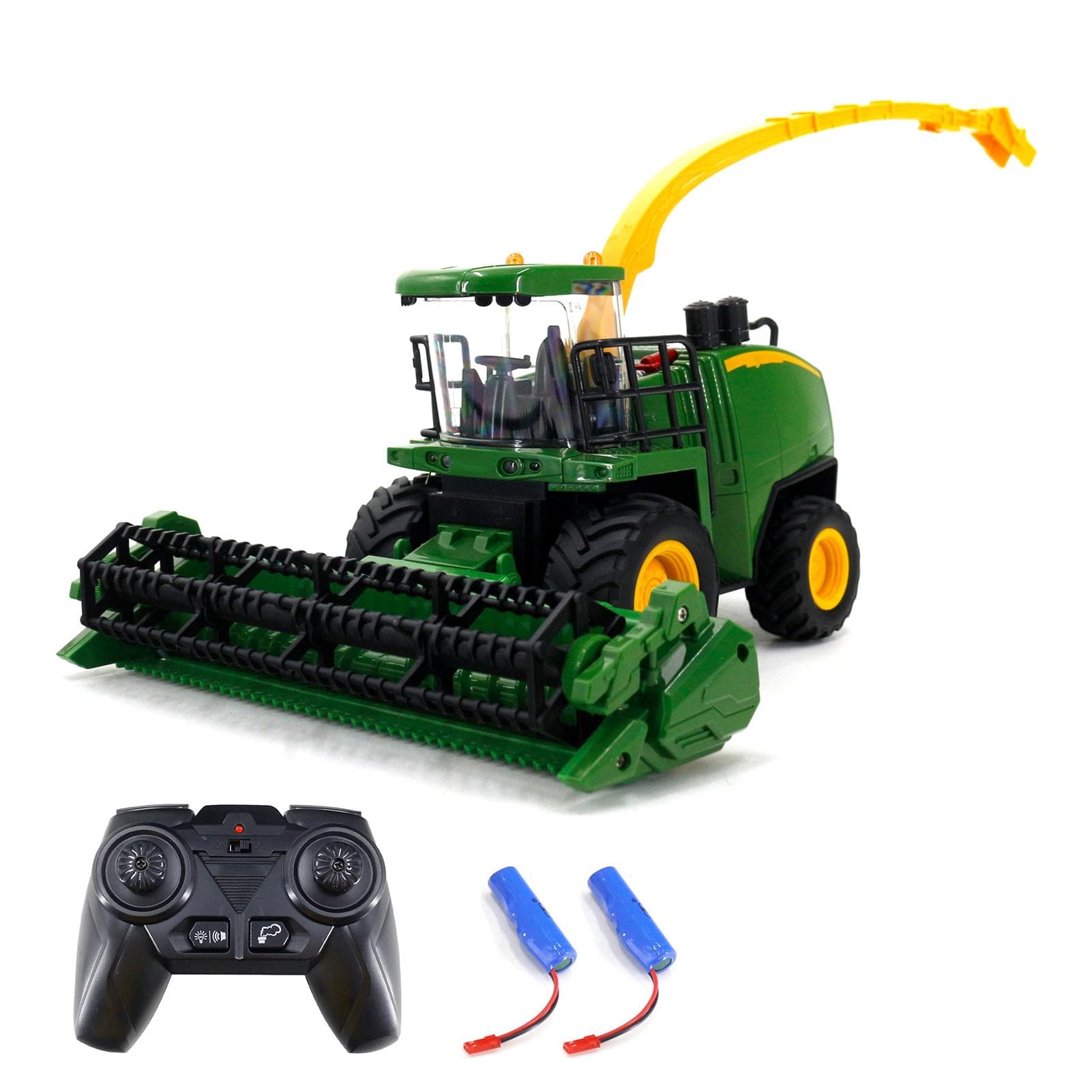 Harvester Truck Remote Control Harvester Toy 1/24 2.4GHz Remote Control Farmer Harvester Smoke 2 battery army green