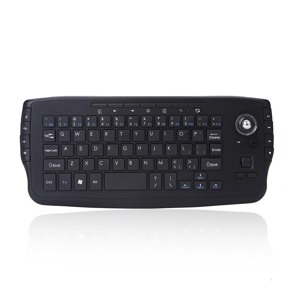Mini Ergonomic Keyboard Trackball Air Mouse 1200dpi Function TV 2.4G Wireless Keyboard with trackball for Lapotp PC TV English black