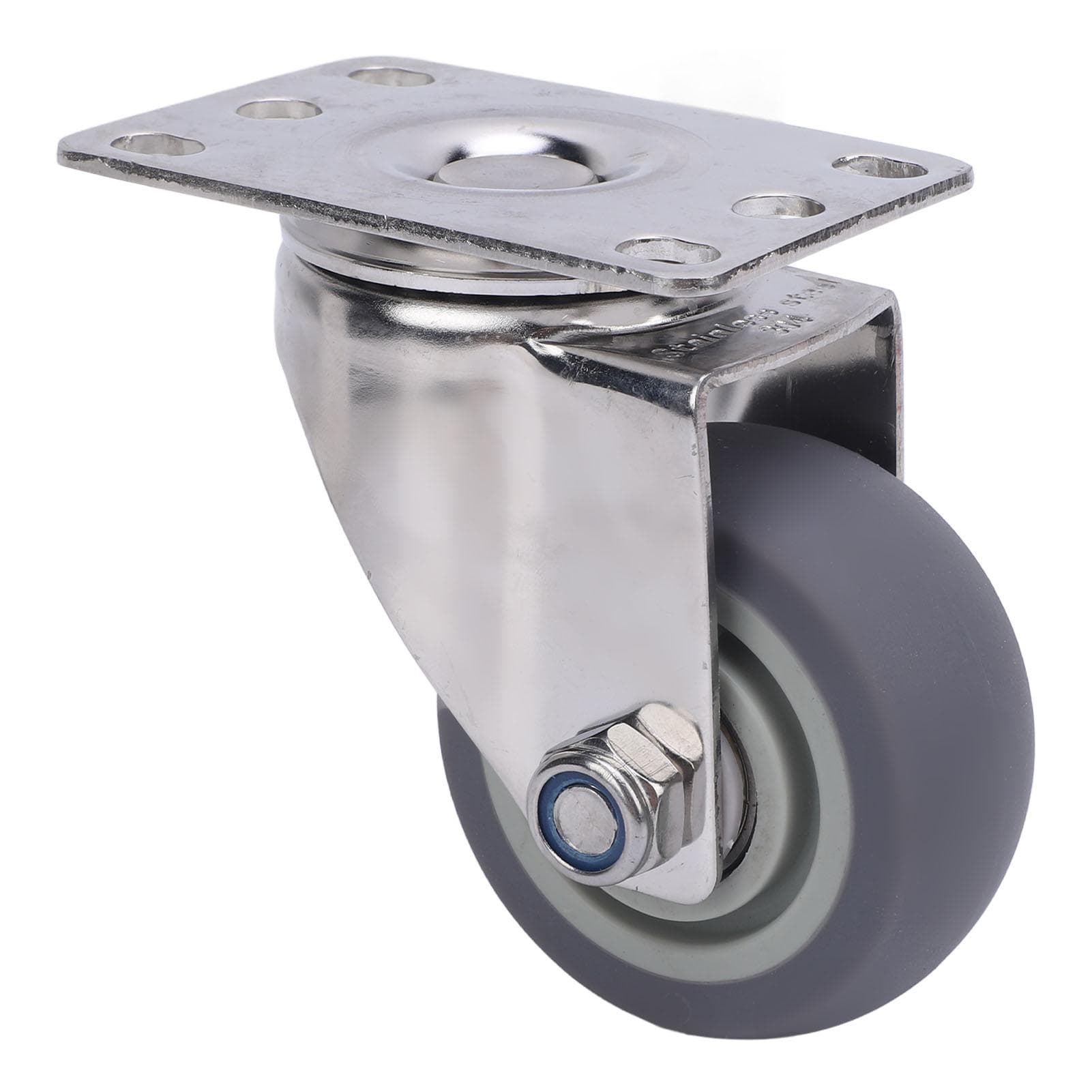 3 Inch Caster 304 Stainless Steel Plate TPR Wheel Quiet Rotating Universal Caster for Cart