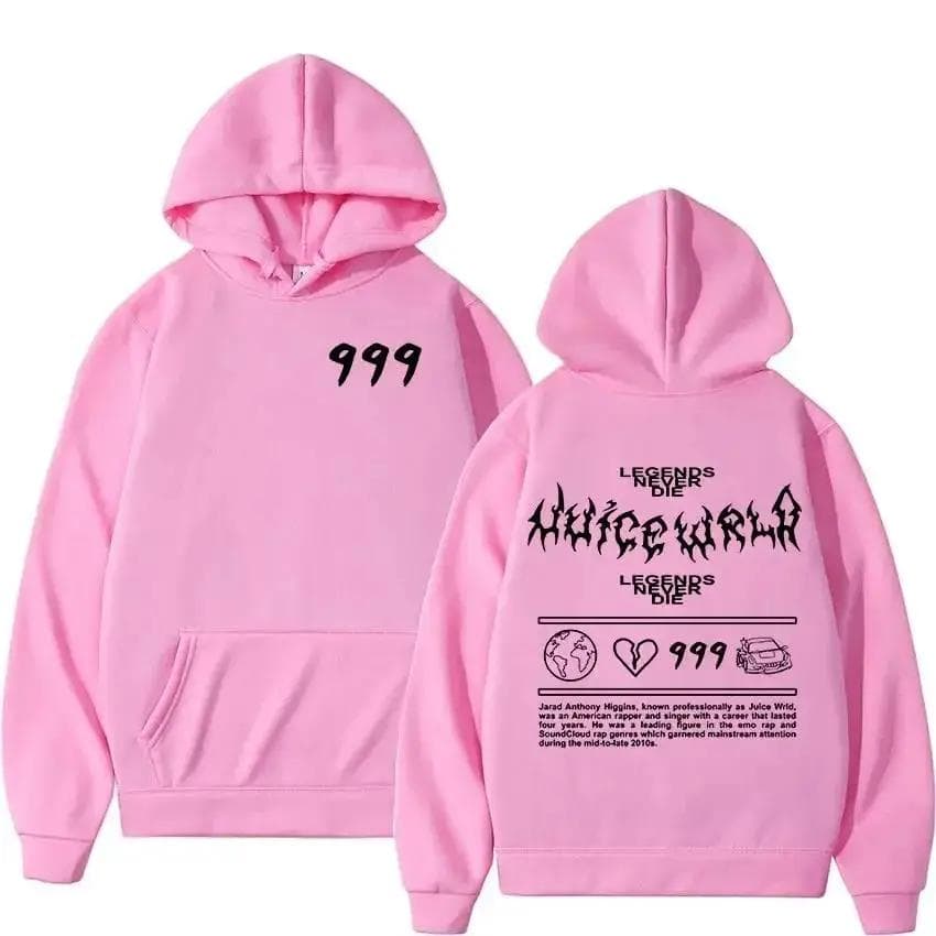 Male and Female Rapper Juice Wrld Hooded Sweatshirt Urban Fashion Sweatshirt Popular Hip-hop Sweatshirt Long Sleeved Streetwear L