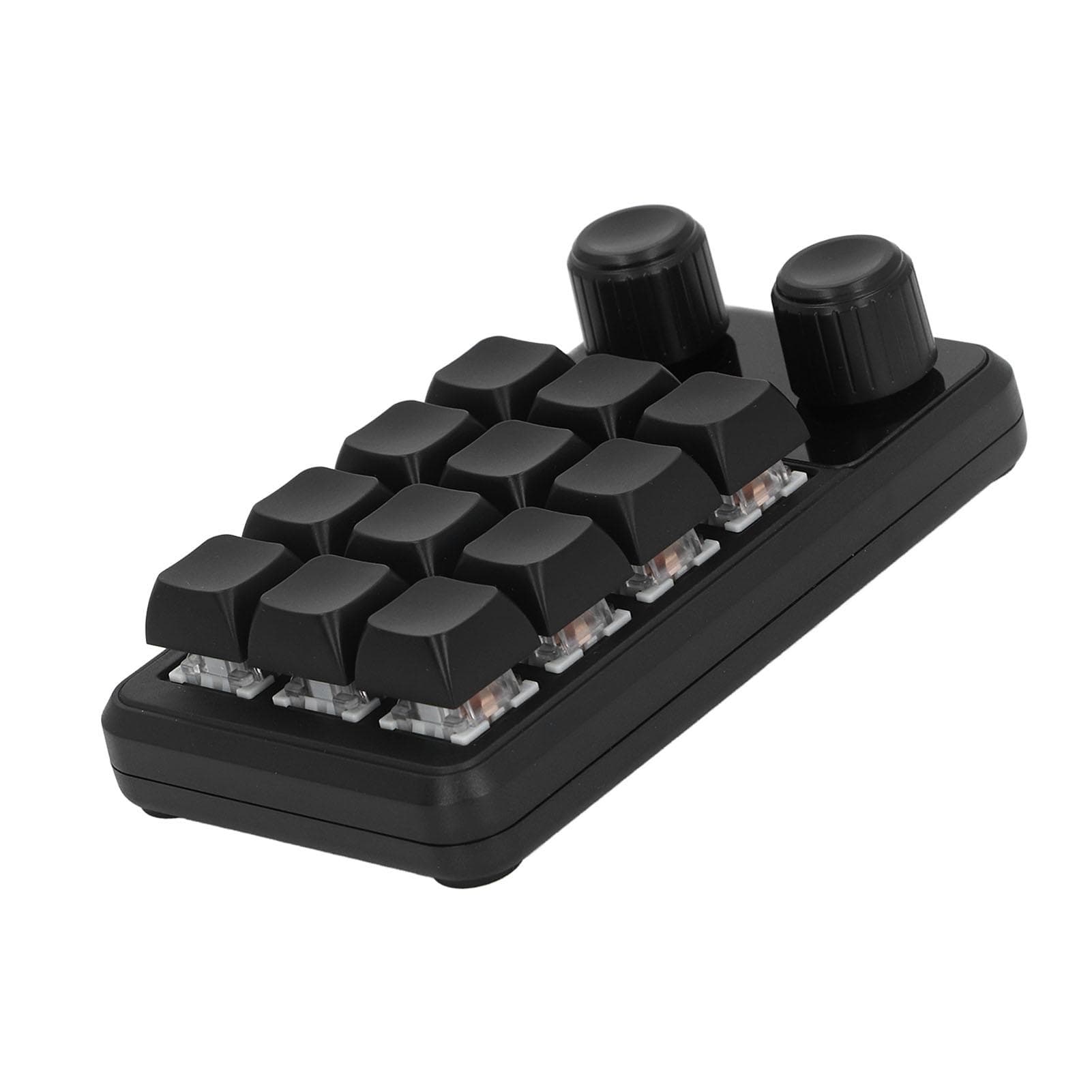 Mini Gaming Keypad 12 Keys 2 Knobs Blue Switch Black Color Programming Macro Keypad with RGB Light