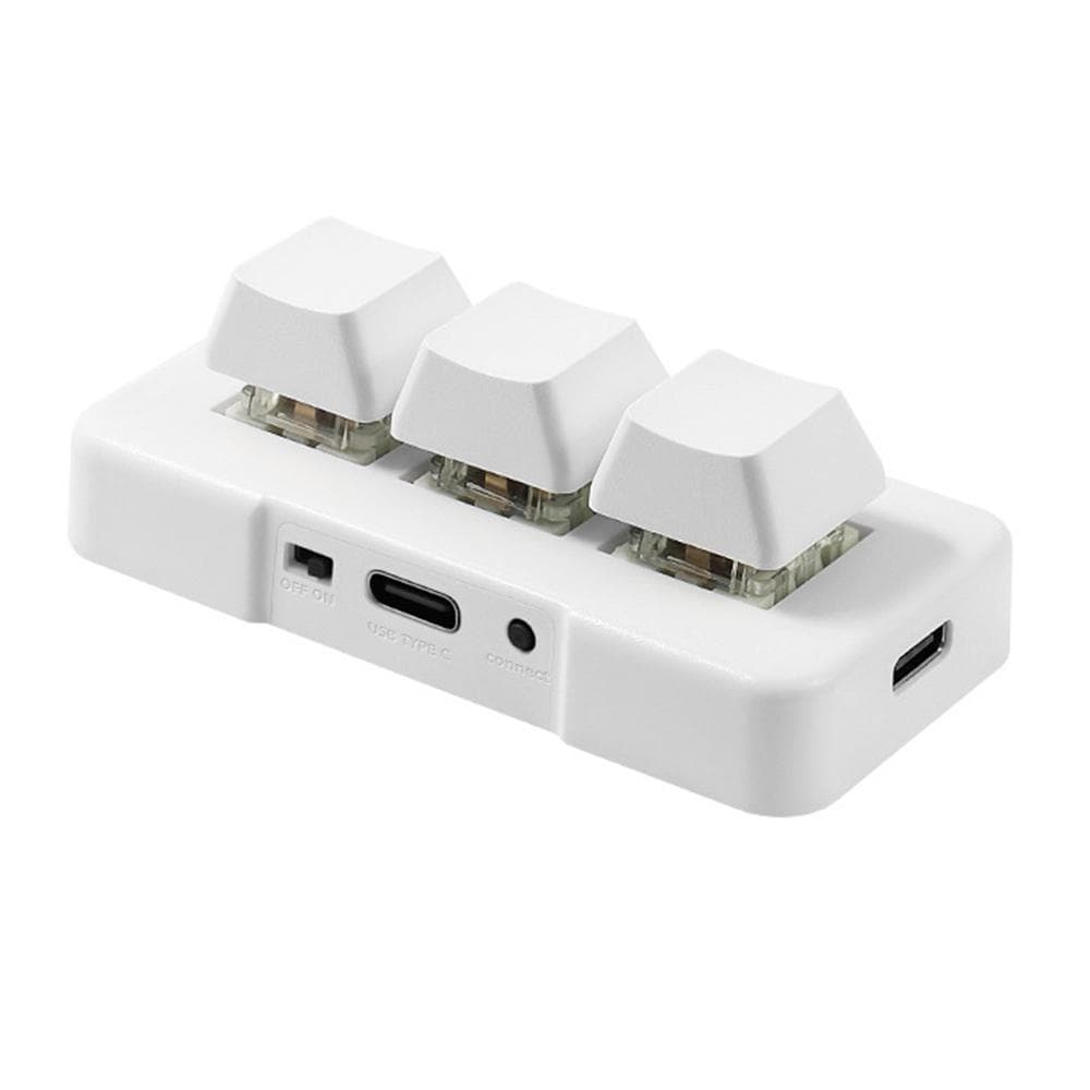 MK321U 3-key Wired Mini Customized Keyboard with Mechanical Blue Switch Detachable Data Cable for white