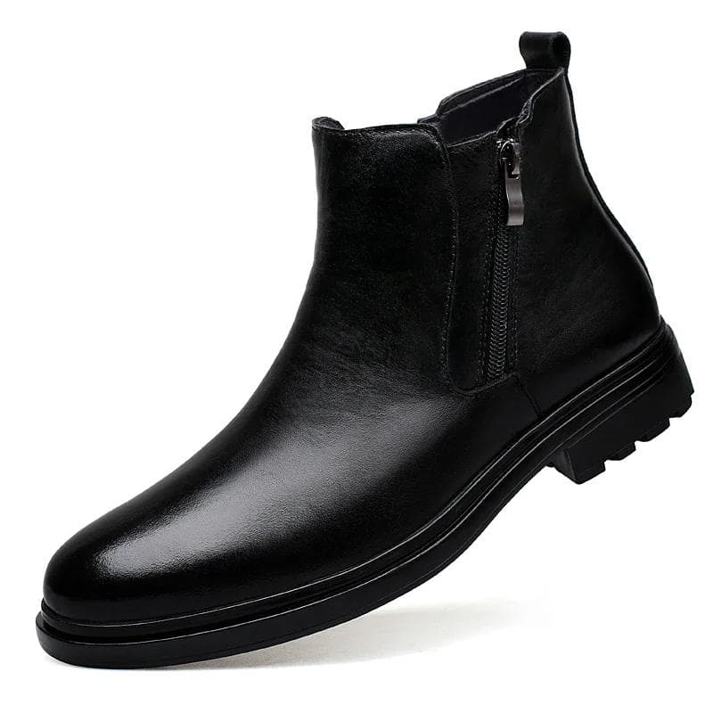 British Style Chelsea Men Boots Ankle Boots Retro Casual Leather Boots Side Zipper Male Business Footwear Handmade Walking Shoes 46 black