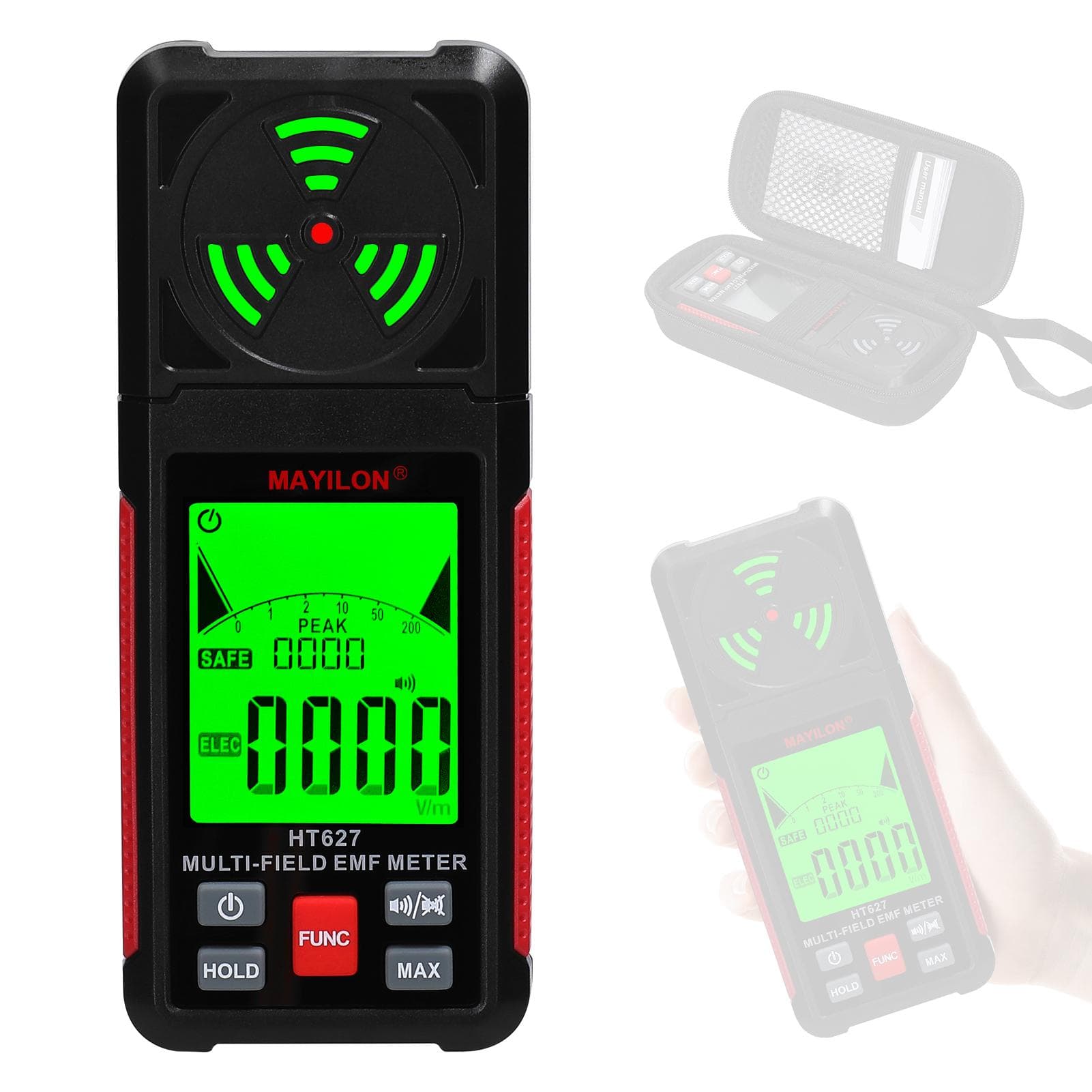 MAYILON Handheld EMF Meter Portable Electromagnetic Radiation Detector Household Laboratory multicolour