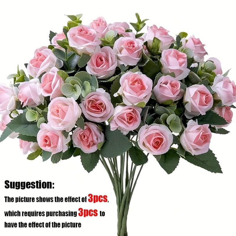 10-Head Artificial Rose Bouquet for Weddings and Parties pink