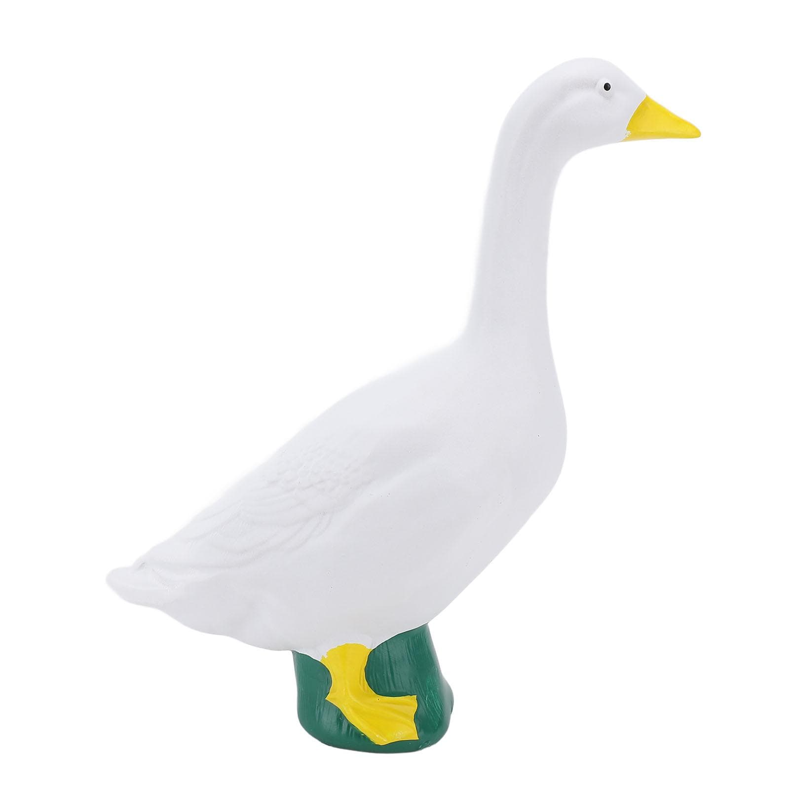 White Goose Statue 18cm Resin Goose Figurine Ornament for Outdoor Garden Porch Desktop Decoration