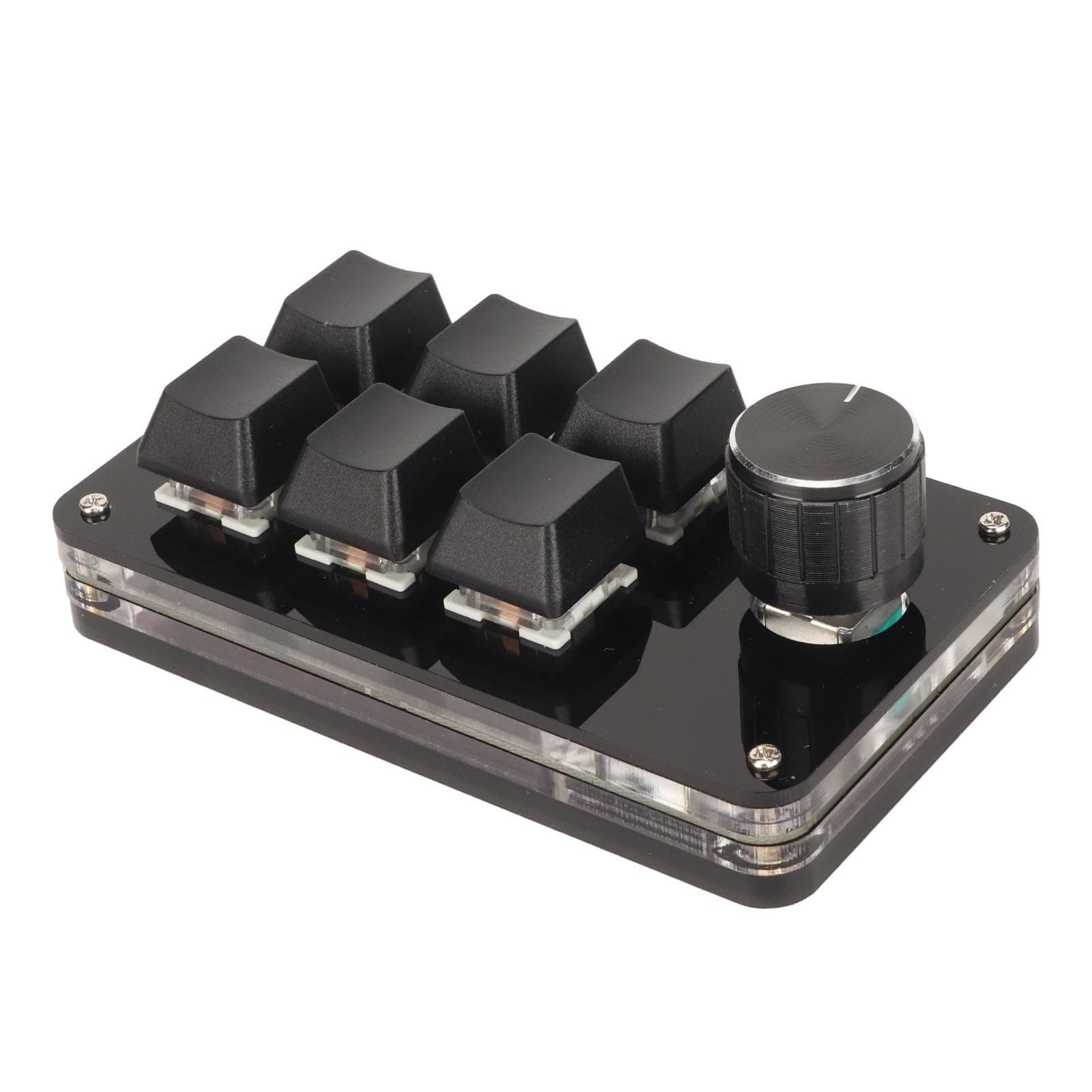 6 Key Mini Keypad with Knob RGB Light Blue Switch Wired Connection Plug and Play DIY Programmable black