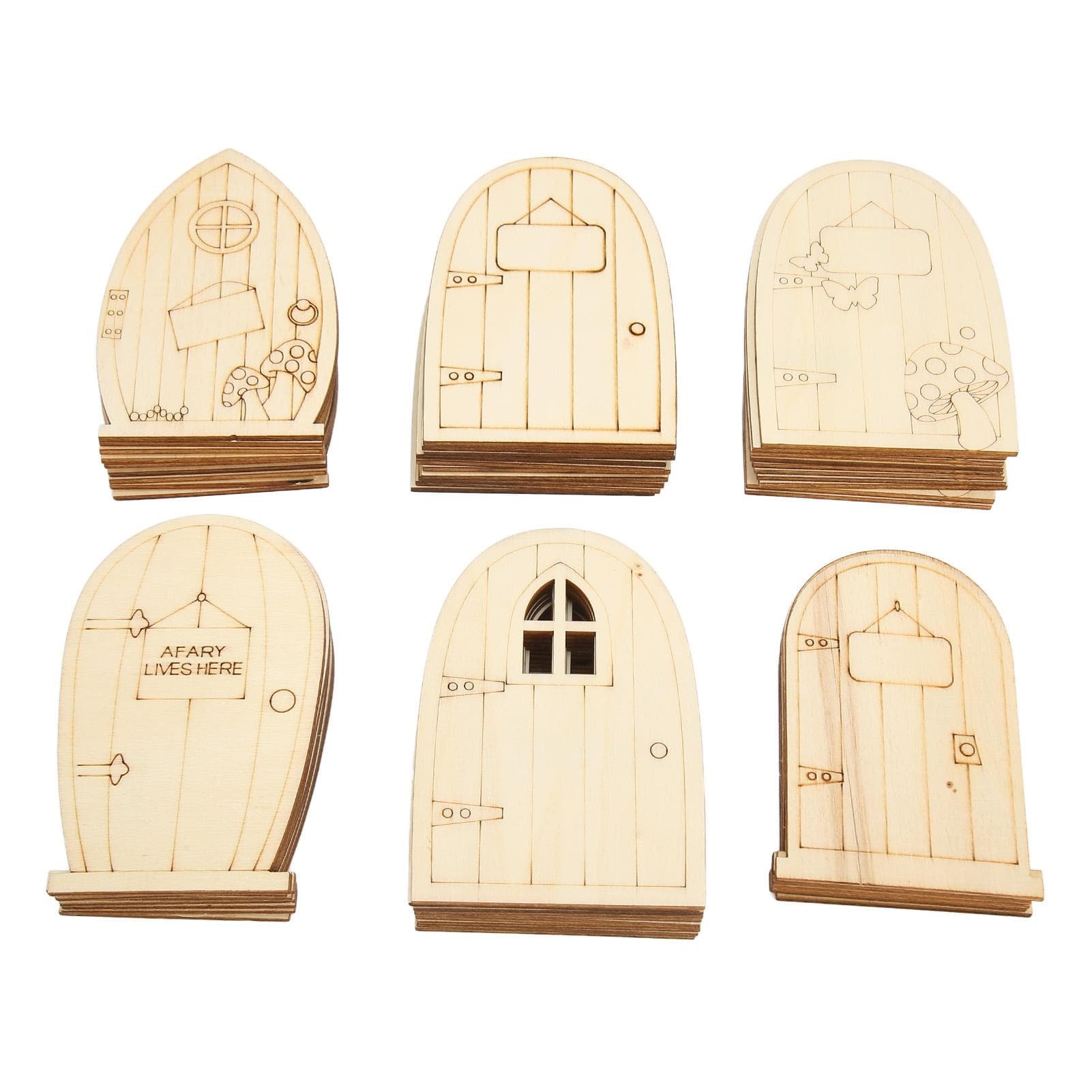 60pcs DIY Unfinished Wooden Ornaments Cartoon Pattern Boxwood Hand Painted Wooden Ornaments to