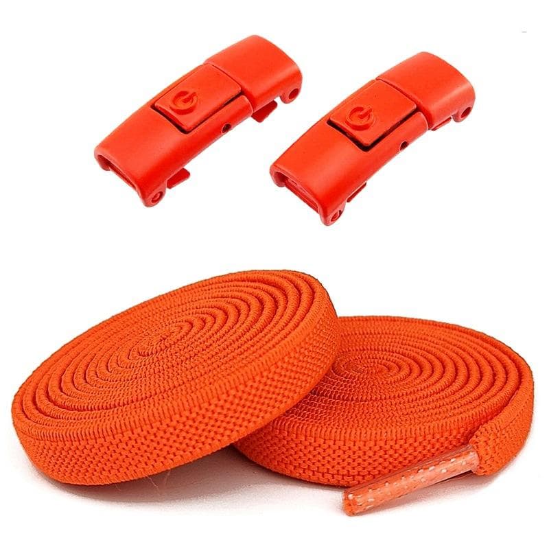 2Pcs Without Ties Elastic Laces No Tie Shoes Laces Press Lock Shoelaces Sneaker Kids Adult 8MM Widened Flat Shoelace for Shoes 100cm orange