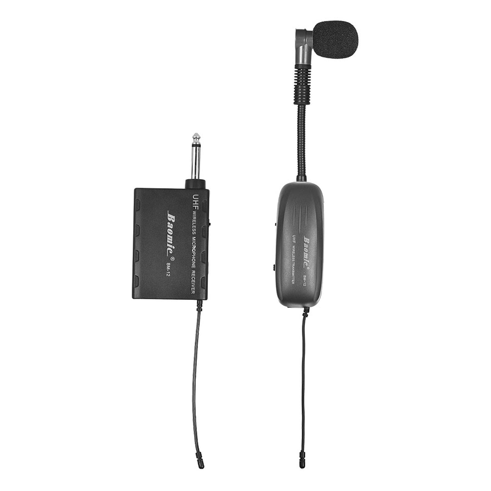 Baomic BM-12/V2 Professional UHF Wireless Instrument Microphone System Receiver & Transmitter 16 US Plug black