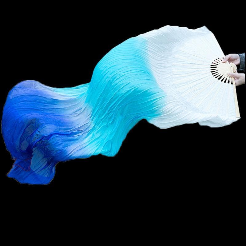 1Pc Dance Props Party 150cm Length Chinese Belly Dancing Fan Long Dancer Practice Imitation Silk Gradient Color Right