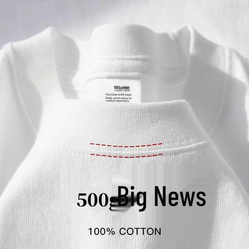 Unisex 500g Heavyweight Pure Cotton Gray-Green Short-Sleeve T-Shirt M 110-130 lbs