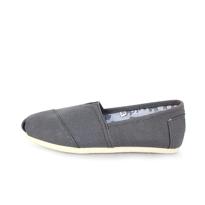 New 2025 canvas shoes men's and women's lazy shoes solid color Toms shoes Thomas cloth shoes Mary shoes comfortable and versatile 36 dark gray