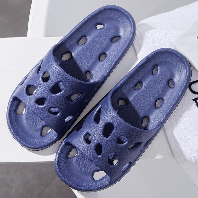 Bathroom House Cheese Shower Slippers Lightweight Water Leaky Beach Flip Flop Swimming Water Leaking Quick Drying Sandals Ladies 42-43 dark blue
