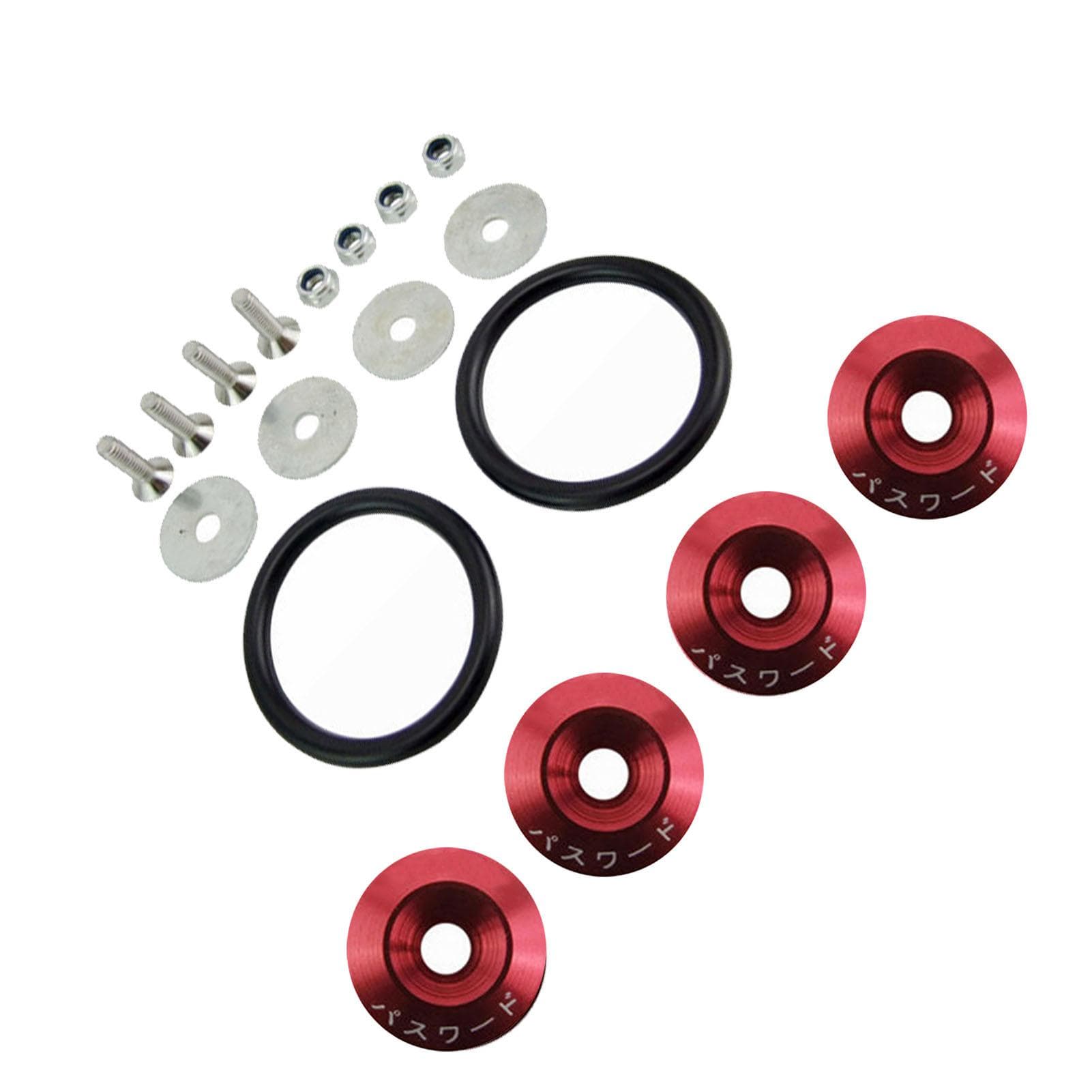 JDM Quick Release Fasteners Kit Complete High Strength Anodic Oxidation Surface for Car Red red