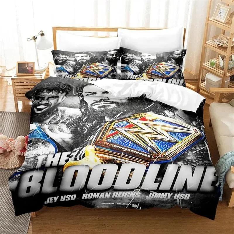 Wrestler Roman Reigns Bedding Set,Duvet Cover Comforter Bed Set Quilt Cover Pillowcase,King Queen Twin Size Boys Girls Adults EU Double 200x200cm