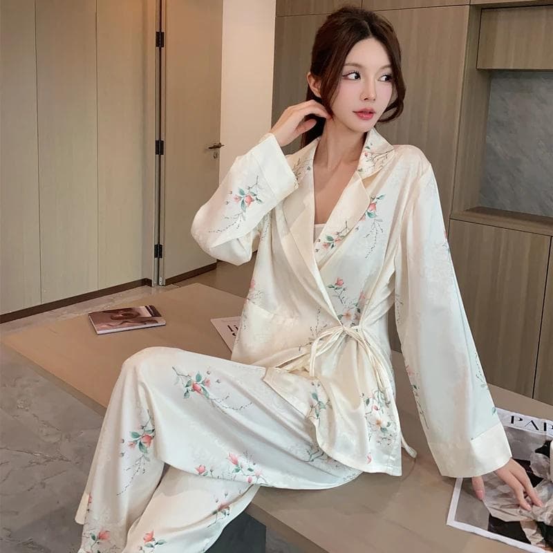 New Arrival Pajamas Women's Spring AutumnLong-Sleeved Trousers High-Style Women'sOutfit Home Clothes 2XL beige