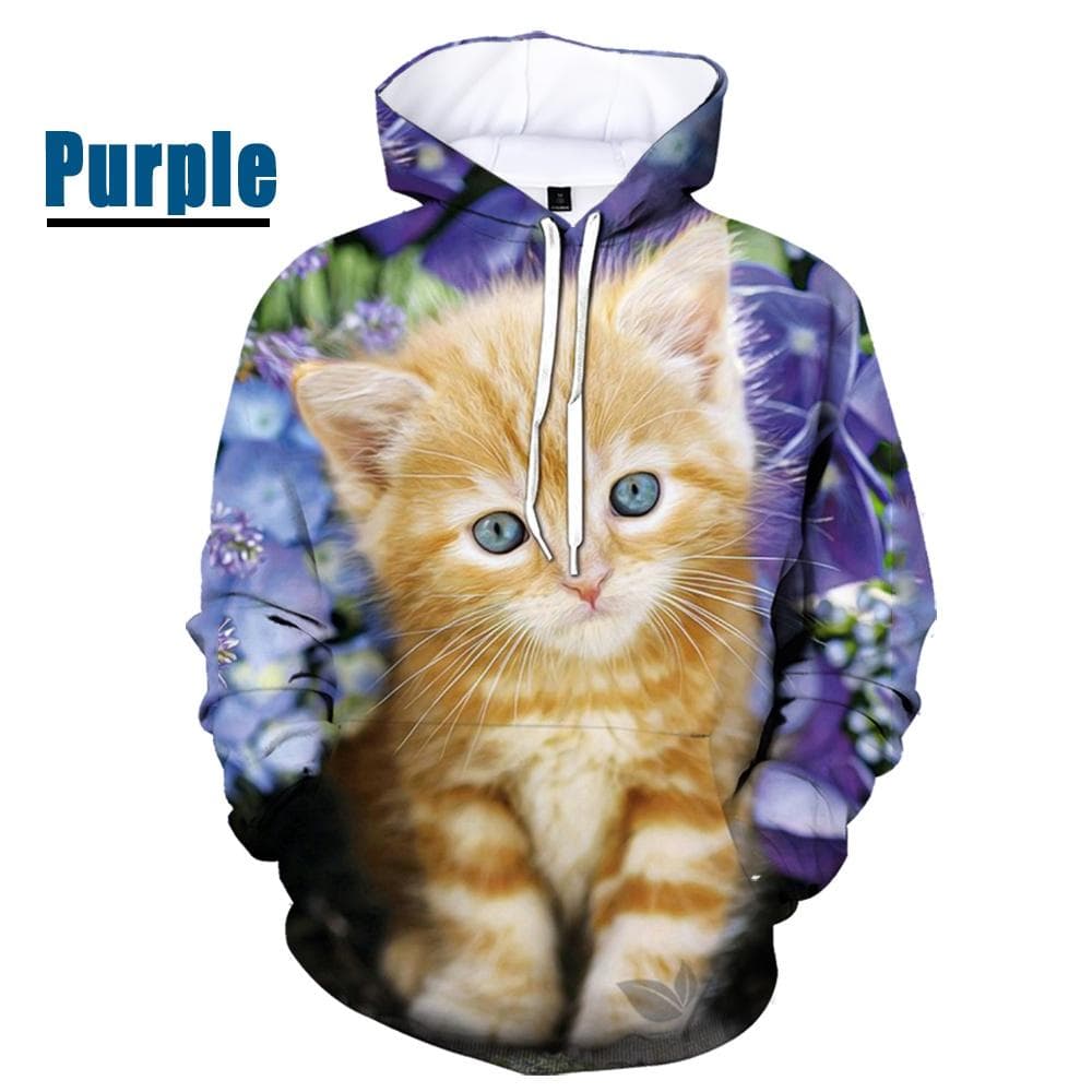 New Fashion Cat Hoodies 3D Animal Cat Printed Hoodie Casual Men Women Hooded Pullovers 6XL