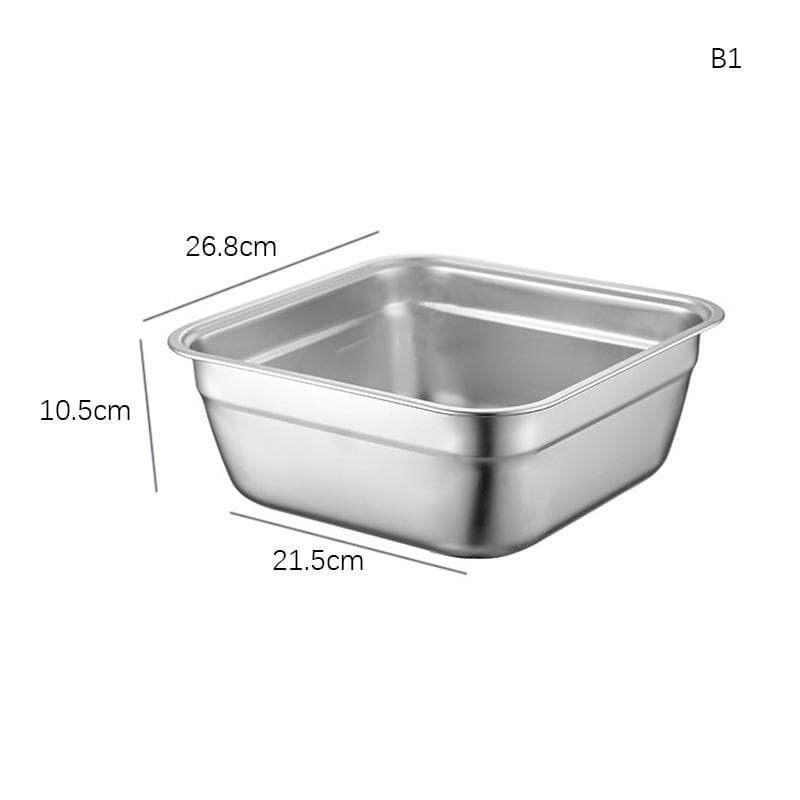 Stainless Steel Washing Vegetables Drain Basket Fruits Storage Organizer Bowl Square Food Basin Tray Kitchen Accessories