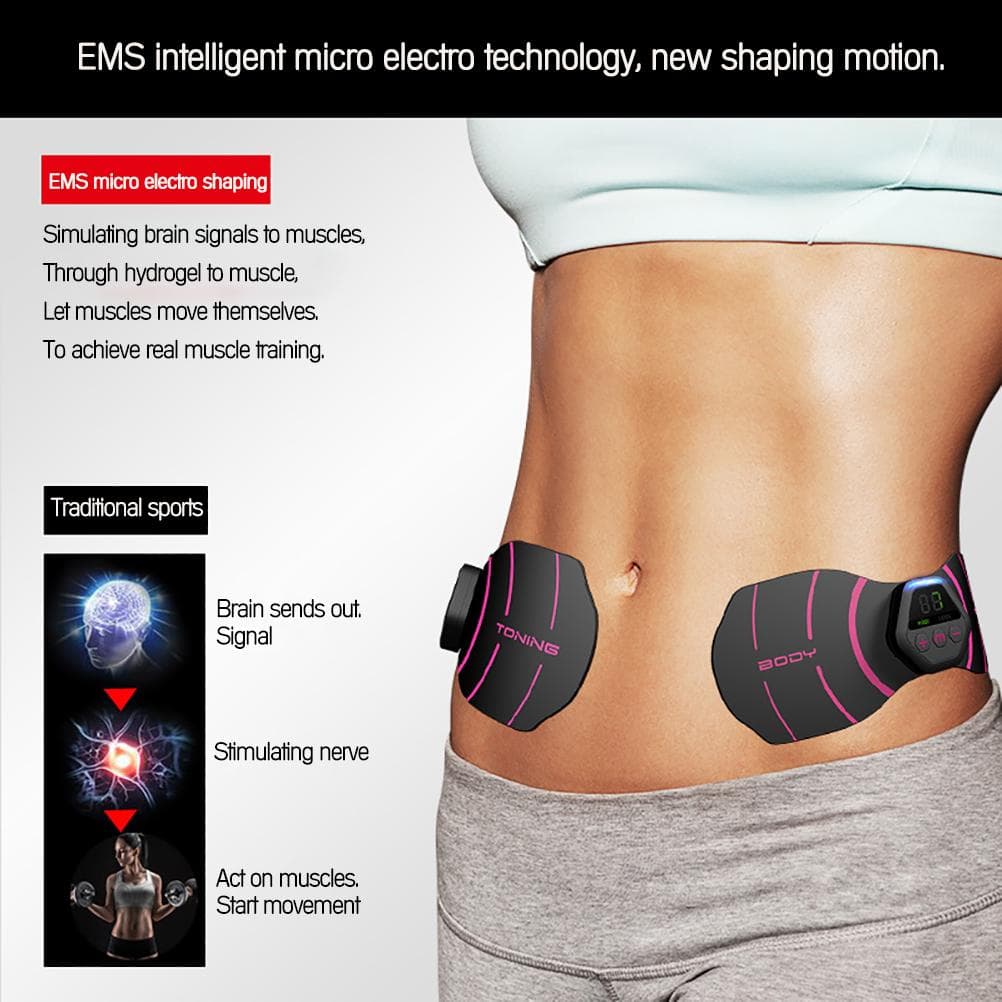 Muscle Stimulator Wireless EMS Stimulation Body Slimming Abdominal Muscle Exerciser Training Device black