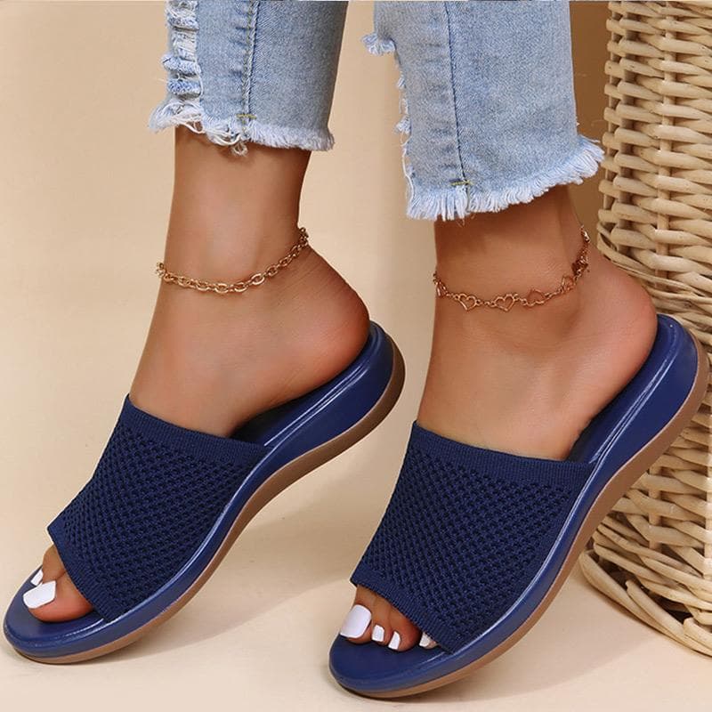 Sandals Women Elastic Force Summer Shoes Women Flat Sandals Casual Indoor Outdoor Slipper Summer Sandals For Beach 39 blue