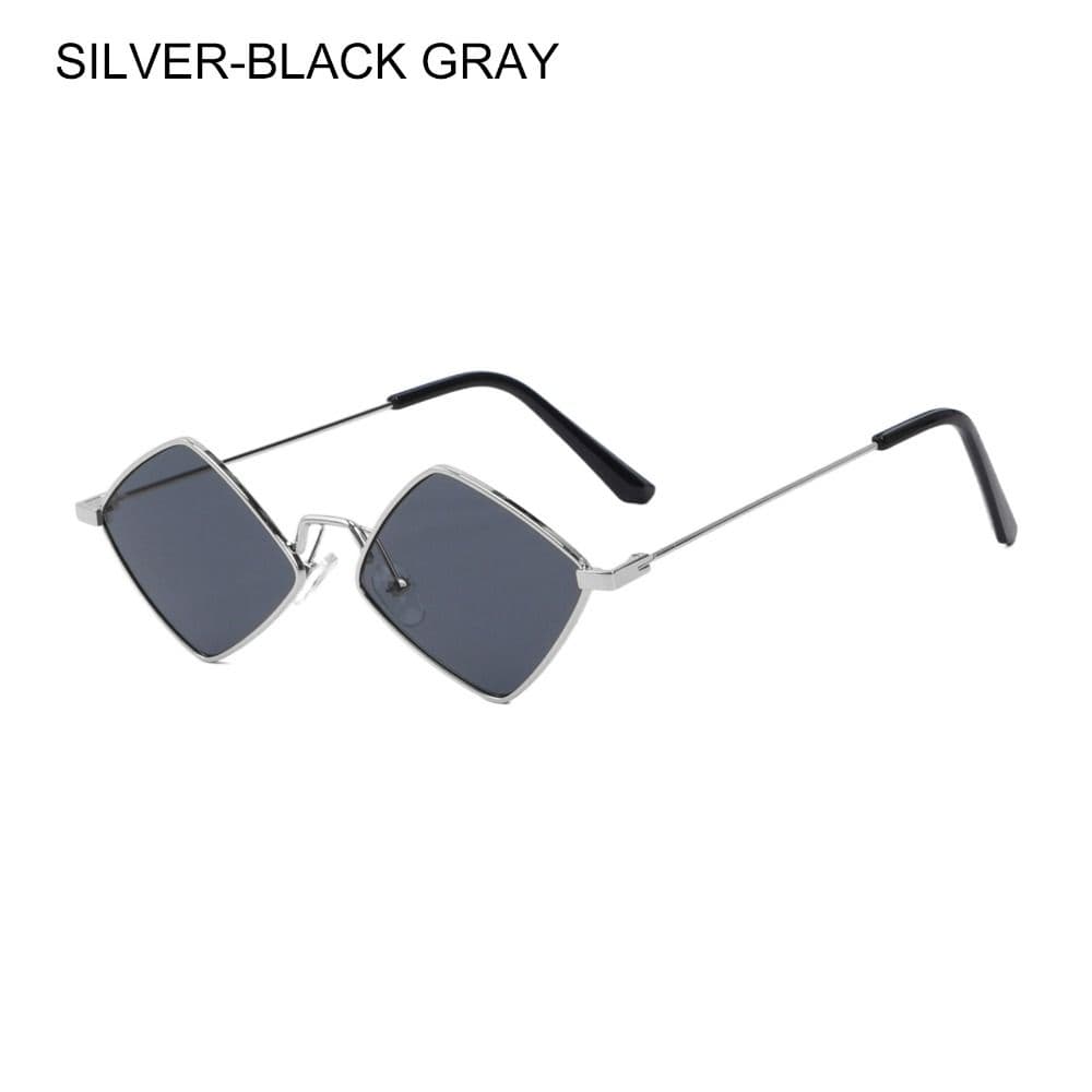 Retro Diamond Shaped Sunglasses Fashion Metal Irregular Sunshades Eyewear Male Female Colorful Lens Sun Spectacles