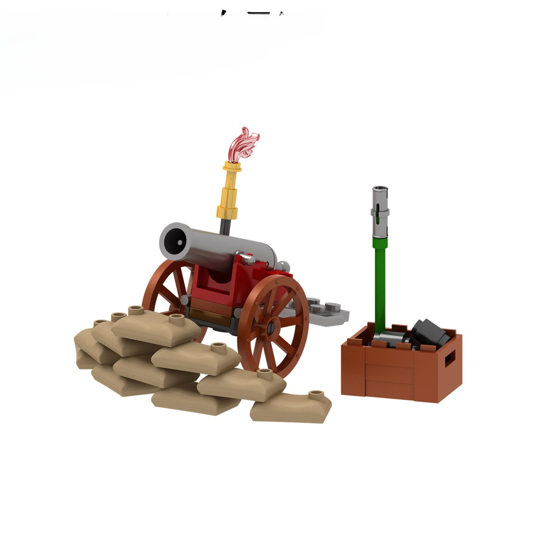 Medieval Cannon Two-wheeled Gun Car Building Block Toy