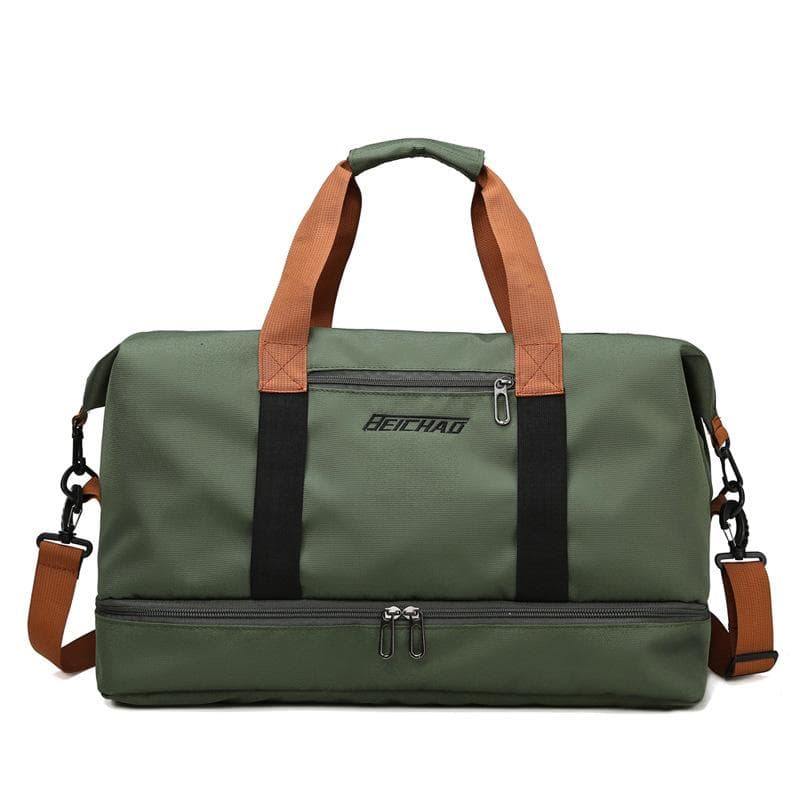 Travel Bag Handheld Short Trip Travel Luggage Bag Large Capacity Lightweight Wet and Dry Separation Sports Gym Bag 46*25*28CM army green