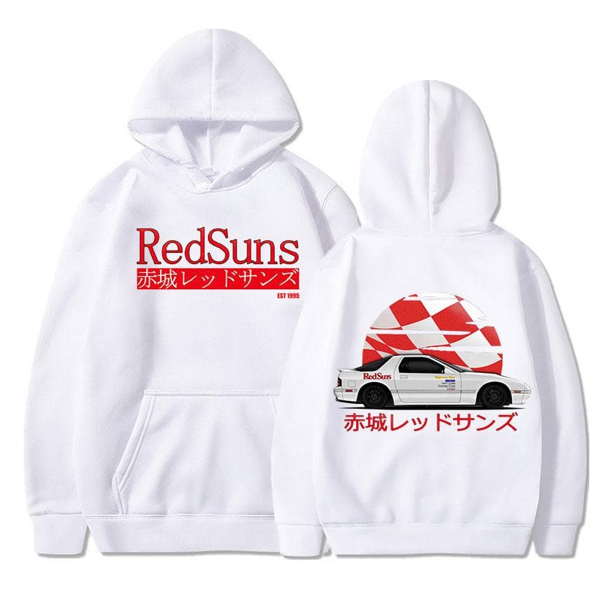 Initial D Drift Akagi RedSuns Hoodie Japanese Anime AE86 Unisex Women Fashion Hoodies Streetwear JDM Automobile Culture Sweatshirts XL