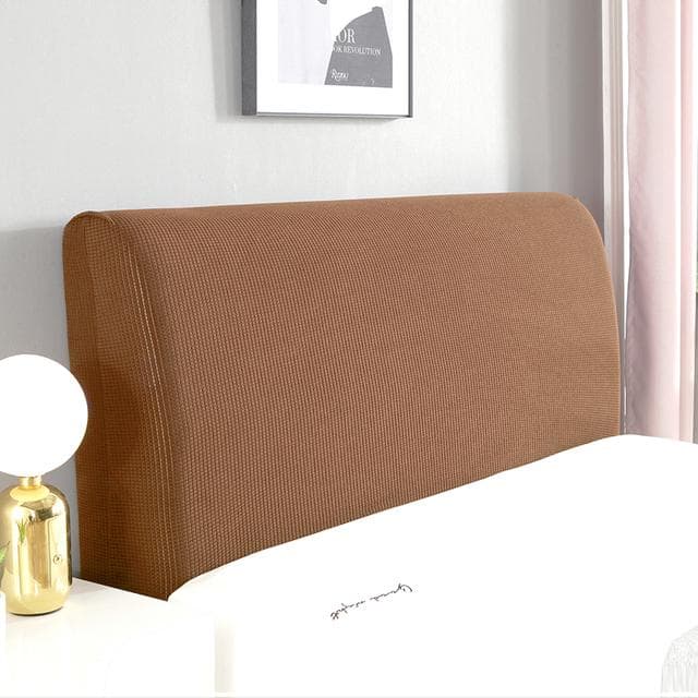 Solid Color Plush Thicken Elastic All -Inclusive Bed Head Cover Bed Head Back Protection Dust Cover Headboard Cover For Home AA 220-240cm coffee