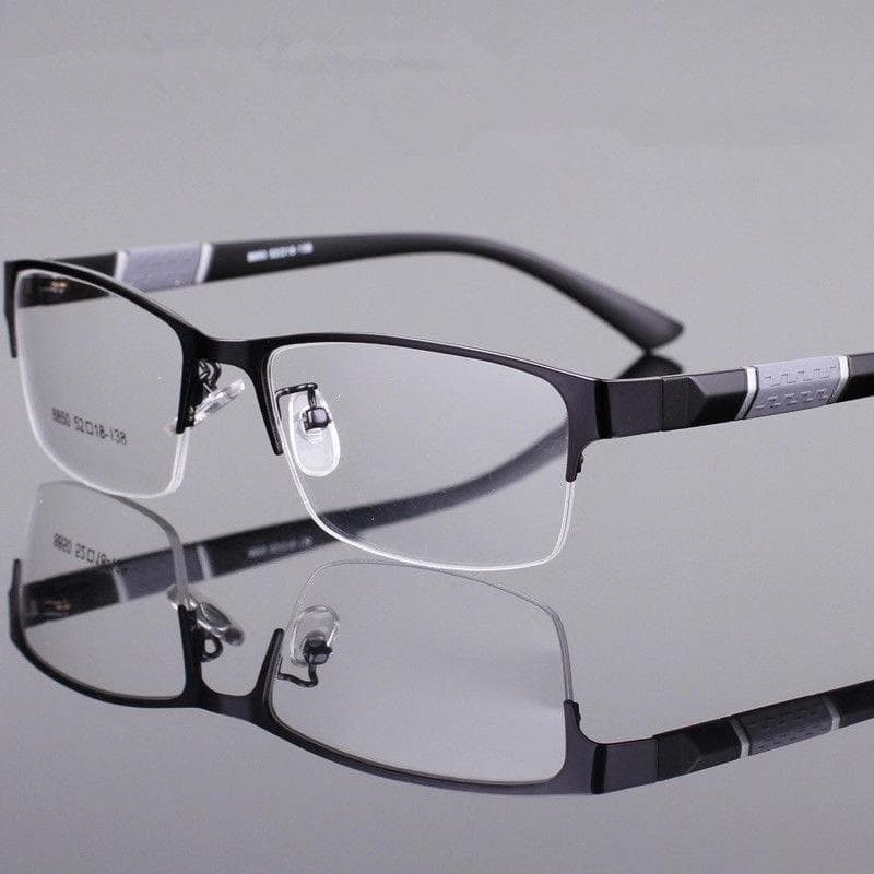 Mens Vintage Photochromic Myopia Glasses Half Frame Metal Blue Light Blocking UV Sunglasses Classic Business Eyewear 0