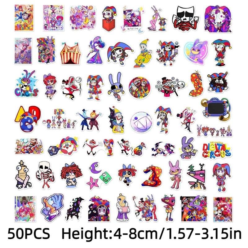 Amazing Digital Circus Cartoon Stickers 60 Count Fun And Unique Designs Car Decals