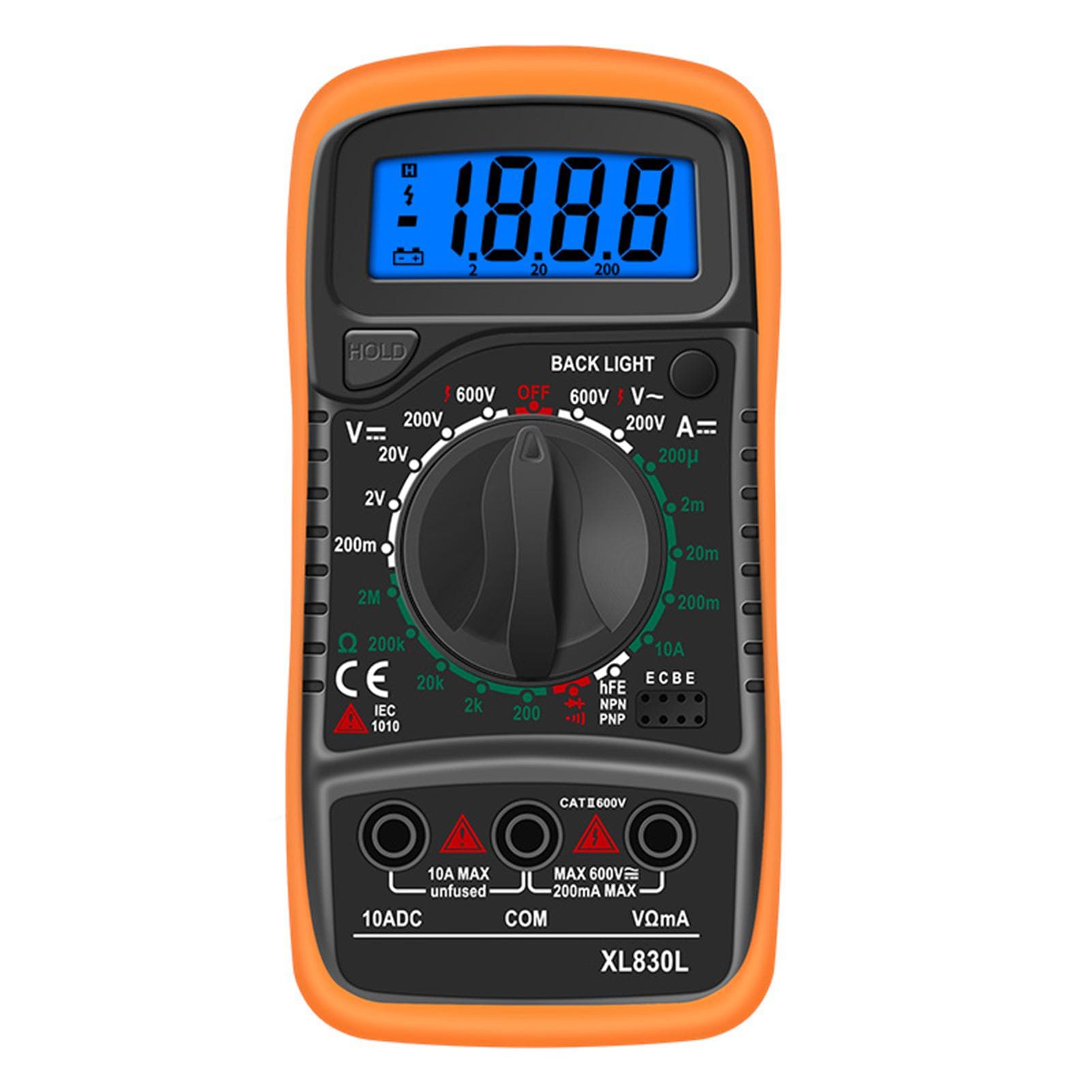 XL830L Handheld Digital Multimeter LCD Backlight Portable AC/DC Voltmeter DC Ammeter Ohm Voltage